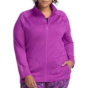Just My Size Purple Active Full Zip Mock Neck Jacket Plus Size 5X